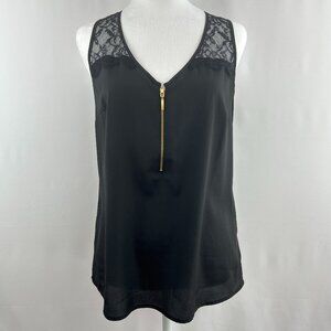 Jacob Chic Black Lace Trim Holiday Evening Top – Small